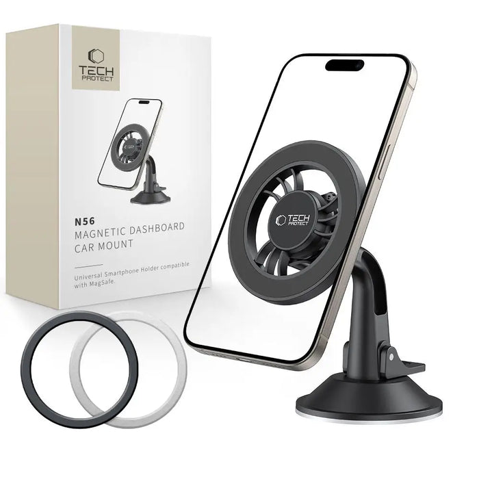 Tech-Protect N56 Magnetic MagSafe Car Holder for Cockpit Windshield Mount - Black - Cell phone holders<<<HurtelXML