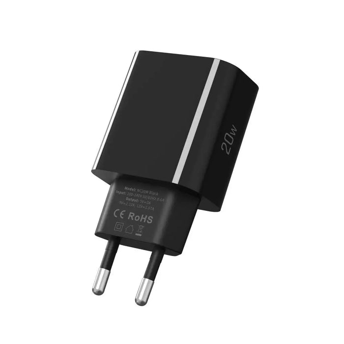 Tech-Protect NC20W USB-C 1-Port PD20W Wall Charger - Black - Cell phone USB charger<<<HurtelXML