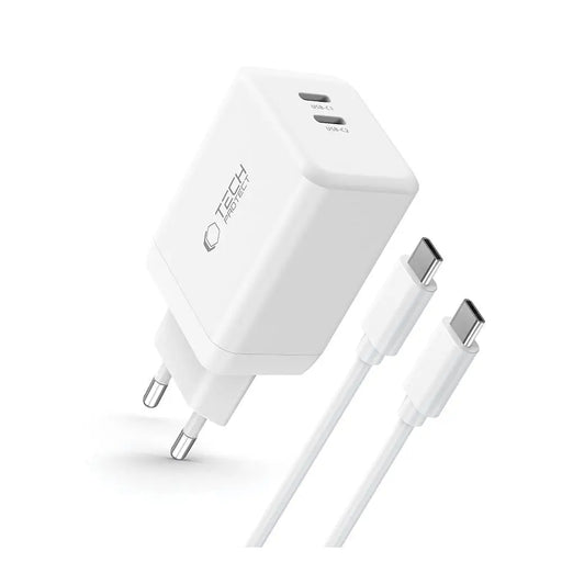 Tech-Protect NC45W-GAN 2-PORT PD45W Charger + TYPE-C CABLE - white - Cell phone USB charger<<<HurtelXML