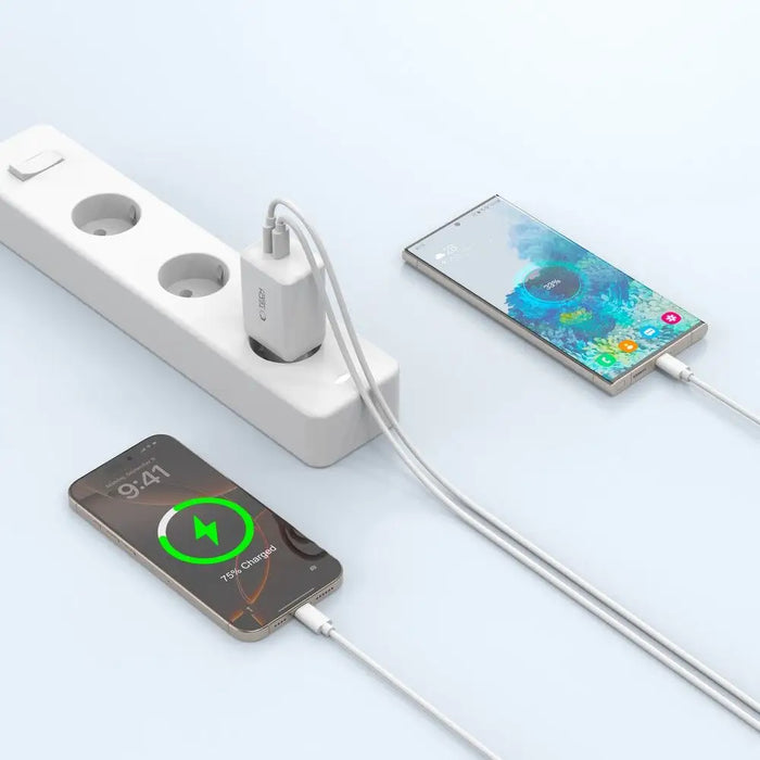 Tech-Protect NC45W-GAN 2-PORT PD45W Charger - White - Cell phone USB charger<<<HurtelXML