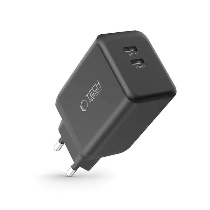 Tech-Protect NC45W-GAN 2-PORT PD45W wall charger - black - Cell phone USB charger<<<HurtelXML