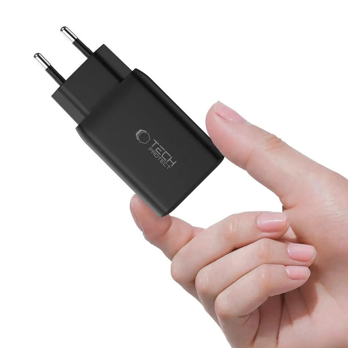 Tech-Protect NC45W-GAN 2-PORT PD45W wall charger - black - Cell phone USB charger<<<HurtelXML