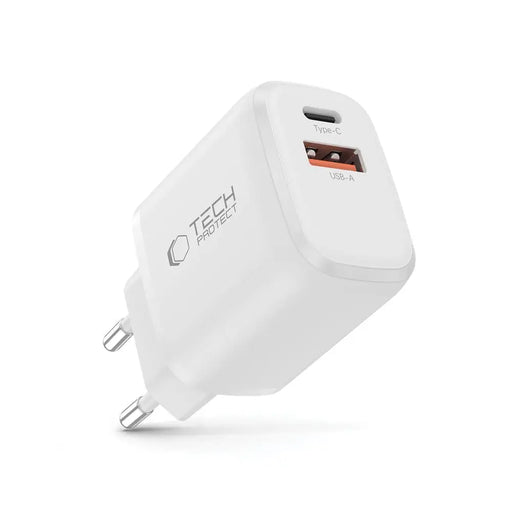 Tech-Protect NCA30 PD 30W QC3.0 USB-A / USB-C Wall Charger - White - Cell phone USB charger<<<HurtelXML