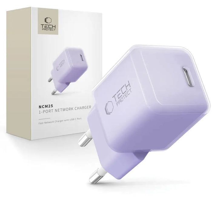 Tech-Protect NCM25 USB-C PD 25W Wall Charger - Purple - Cell phone USB charger<<<HurtelXML