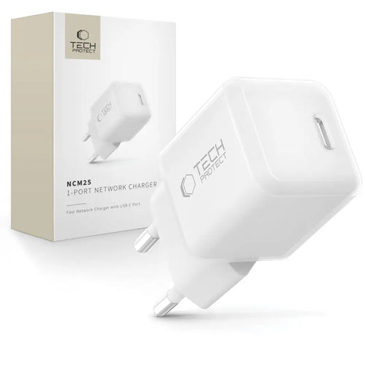Tech-Protect NCM25 USB-C PD 25W Wall Charger - White - Cell phone USB charger<<<HurtelXML