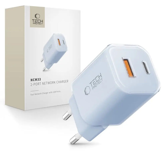 Tech-Protect NCM33W 2-port PD33W/QC3.0 wall charger - blue - Cell phone USB charger<<<HurtelXML