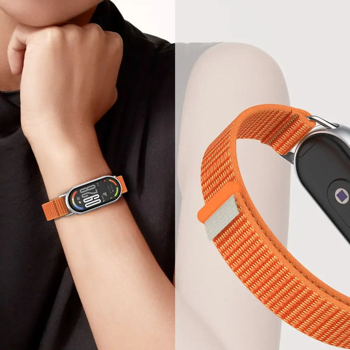 Tech-Protect Nylon Pro Strap for Xiaomi Smart Band 8 / 9 / 10 / NFC - Orange-Gray - Other cell phone
