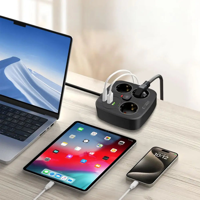 Tech-Protect PCS3X4 power strip 3 sockets 2xUSB-A 2xUSB-C 200 cm - black - Cables and tapes<<<HurtelXML