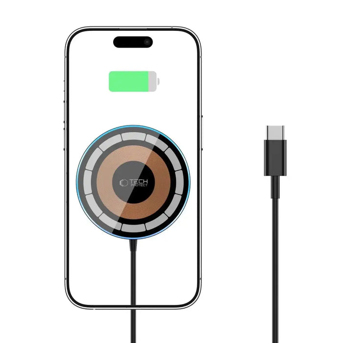 Tech-Protect QI15W-A30 MagSafe Inductive Charger with USB-C Cable - Black - Cell phone USB charger<<<HurtelXML