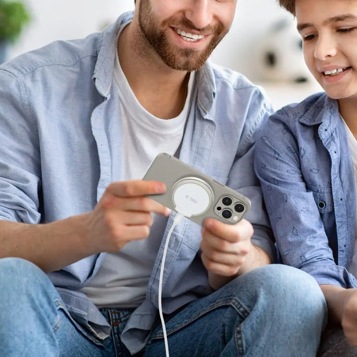 Tech-Protect QI15W-A33 Inductive Charger with MagSafe and Stand with USB-A / USB-C Cable - White - Cell phone USB