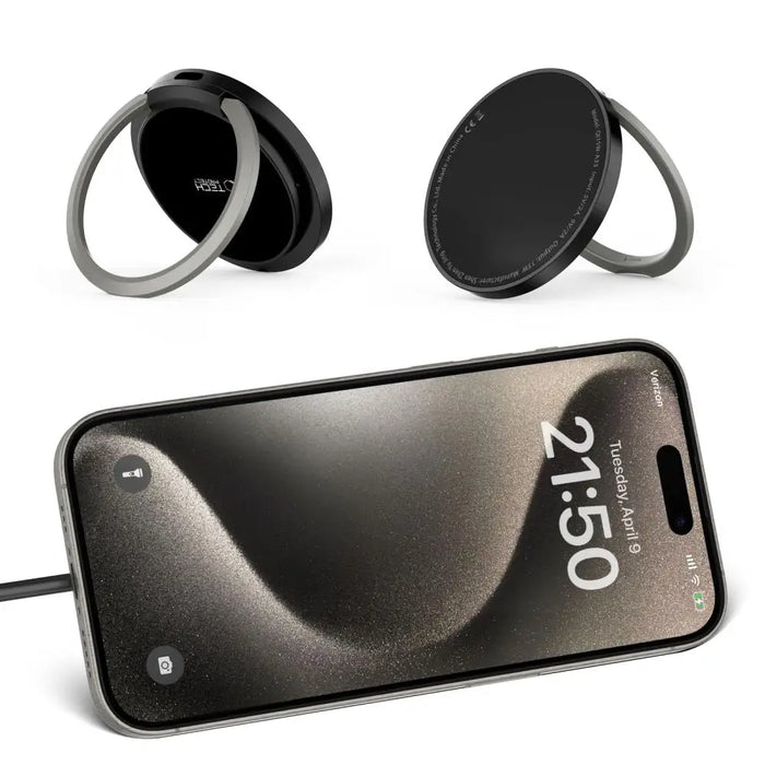 Tech-Protect QI15W-A33 Inductive Charger with MagSafe and Stand with USB-A / USB-C Cable - Black - Cell phone USB