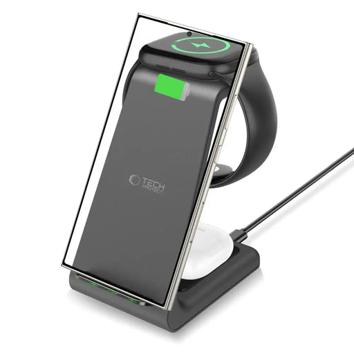 Tech-Protect QI15W-A36 3in1 charging station for Android - black - Cell phone USB charger<<<HurtelXML