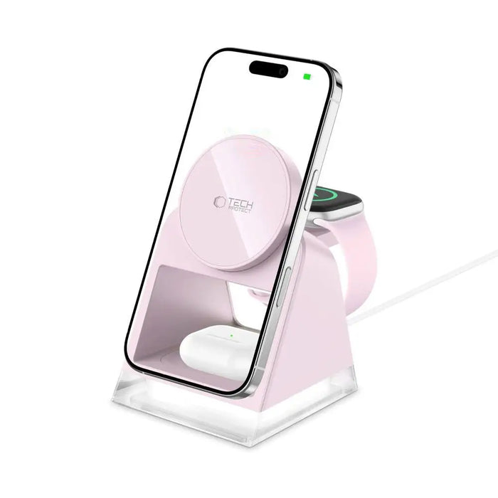 Tech-Protect QI15W-A43 3in1 MagSafe Inductive Charger - Pink - Cell phone USB charger<<<HurtelXML