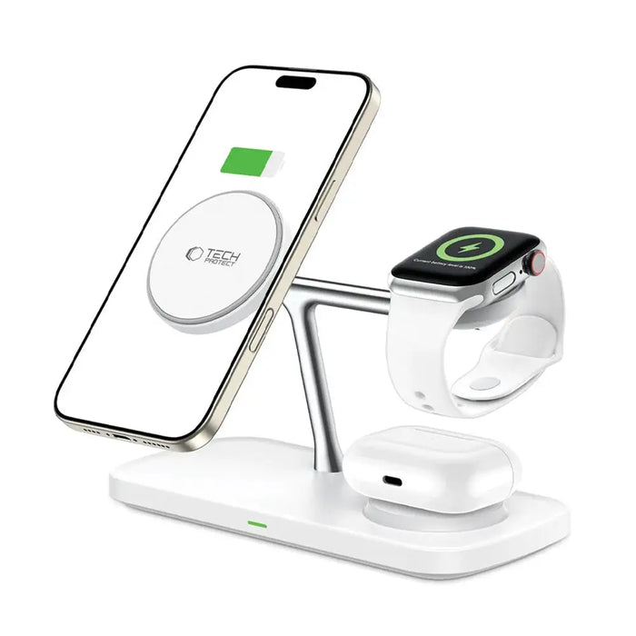 Tech-Protect QI15W-A45 3in1 Wireless Charger with MagSafe for Apple Devices - White - Cell phone USB charger<<<HurtelXML