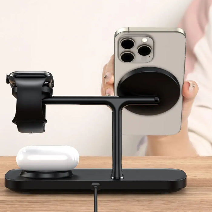 Tech-Protect QI15W-A45 3in1 Wireless Charger with MagSafe for Apple Devices - Black - Cell phone USB charger<<<HurtelXML