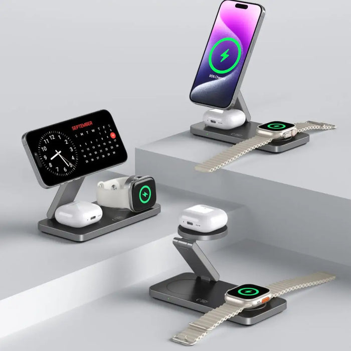 Tech-Protect QI15W-A47 MagSafe 3in1 Inductive Charger + USB-C Cable - Black - Cell phone USB charger<<<HurtelXML