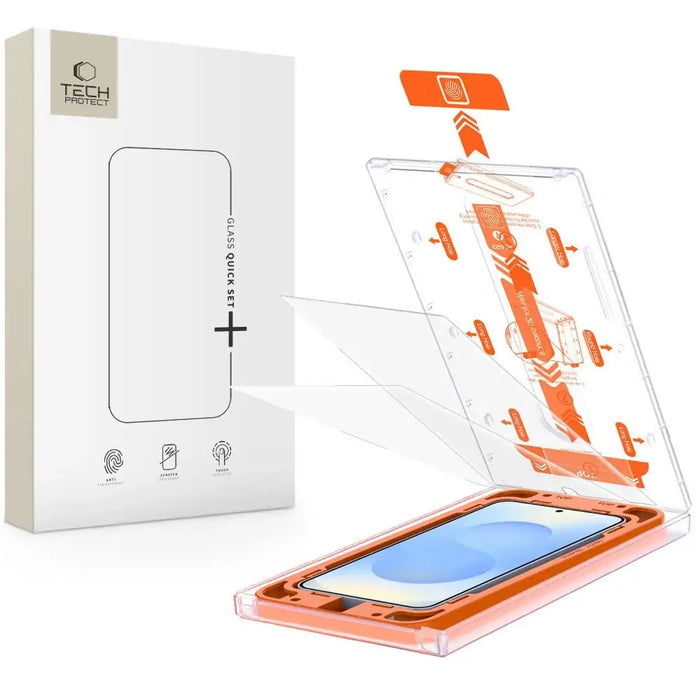 Tech-Protect Quick Set+ Tempered Glass for Samsung Galaxy S25+ - Transparent - Cell phone tempered glass<<<HurtelXML