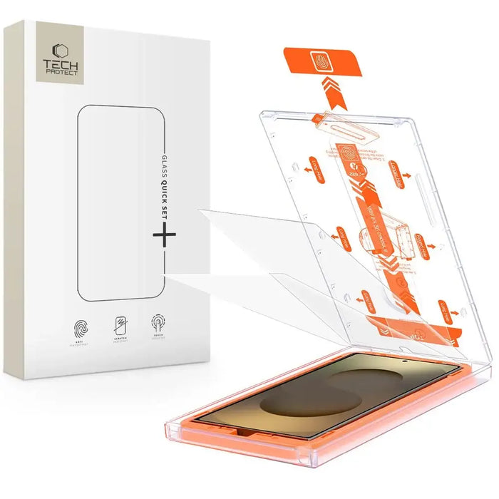 Tech-Protect Quick Set+ Tempered Glass for Samsung Galaxy S25 Ultra - Transparent - Cell phone tempered