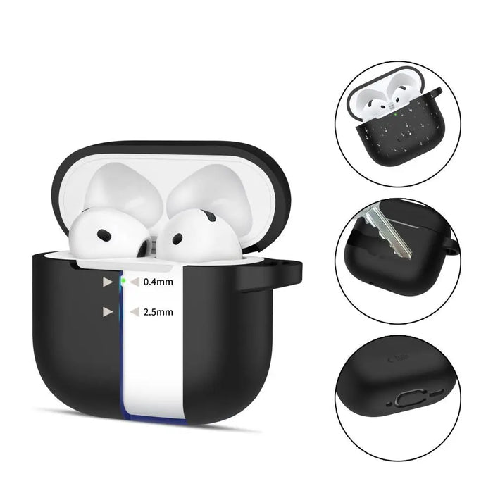 Tech-Protect Silicone Hook Case for AirPods 4 - Black - Cell phone cases and covers<<<HurtelXML