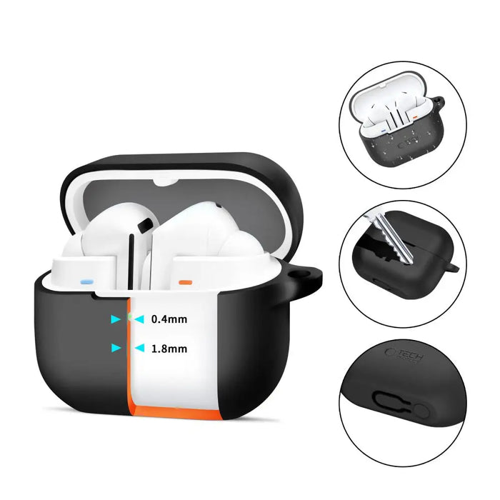 Tech-Protect Silicone Hook Case for Samsung Galaxy Buds 3 / 3 Pro - Black - Cell phone cases and covers<<<HurtelXML