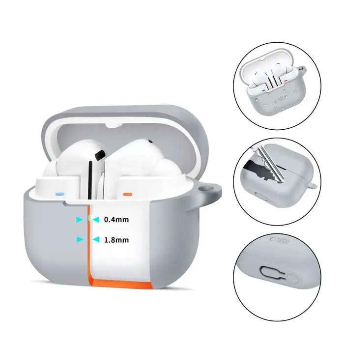 Tech-Protect Silicone Hook Case for Samsung Galaxy Buds 3 / 3 Pro - Gray - Cell phone cases and covers<<<HurtelXML