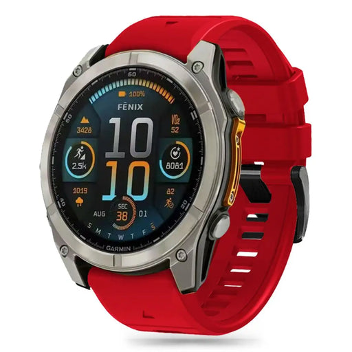 Tech-Protect Silicone Line Strap for Garmin Fenix 5X / 5X Plus / 6X / 6X Pro / 7X / 8 (51 mm) - Red - Smartwatch straps