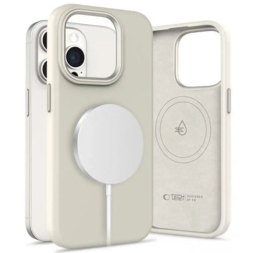 Tech-Protect Silicone PU Case MagSafe for iPhone 15 Pro - Beige - Cell phone cases and covers<<<HurtelXML