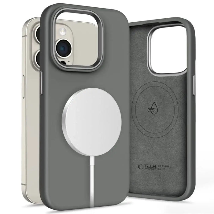 Tech-Protect Silicone PUZ MagSafe iPhone 15 Pro Max Case - Gray - Cell phone cases and covers<<<HurtelXML