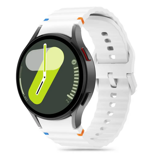Tech-Protect Silicone Sport Strap for Samsung Galaxy Watch 4 / 5 / 5 Pro / 6 / 7 / FE - White - Other cell phone