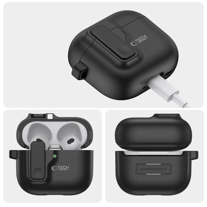 Tech-Protect Slim Hook Case for AirPods 4 - Black - Cell phone cases and covers<<<HurtelXML