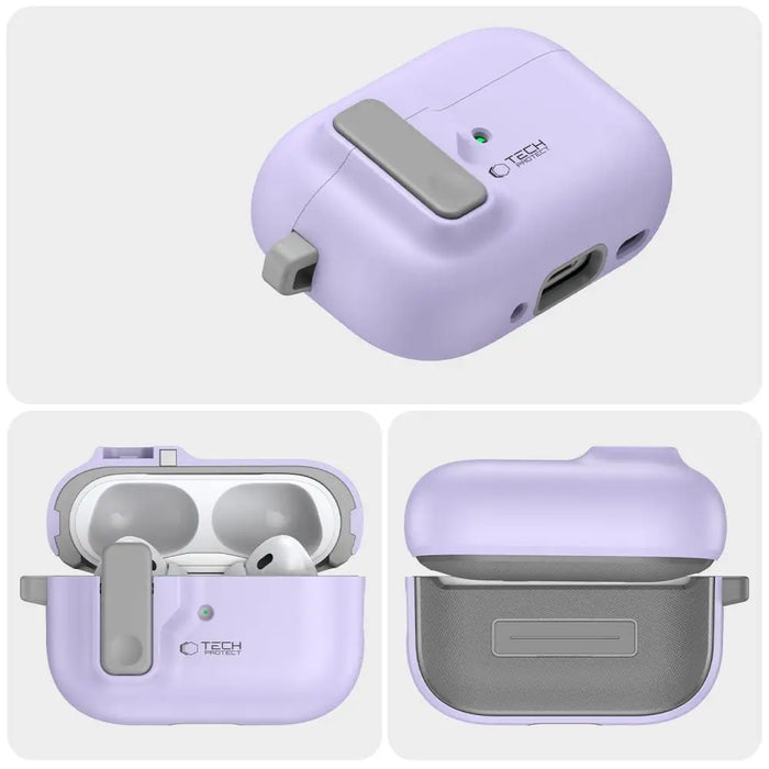 Tech-Protect Slim Hook Case with Carabiner for Apple AirPods Pro 1 / 2 - Purple - Cell phone cases