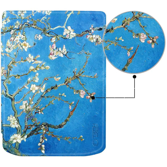 Tech-Protect SmartCase for PocketBook Verse / Verse Pro - Blue with Sakura Flowers - Cell phone cases
