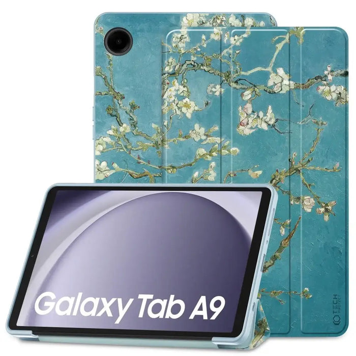 Tech-Protect SmartCase for Samsung Galaxy Tab A9 8.7’’ X110 / X115 - blue with sakura flowers - Cell phone cases