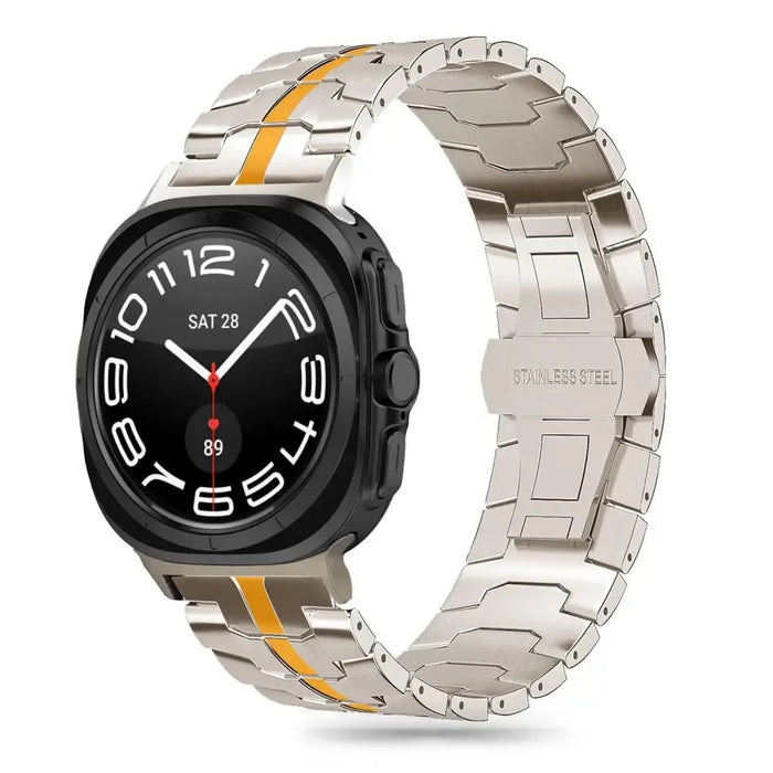 Tech-Protect Stainless Line Strap for Samsung Galaxy Watch Ultra (47mm) - Titanium / Orange - Other cell phone