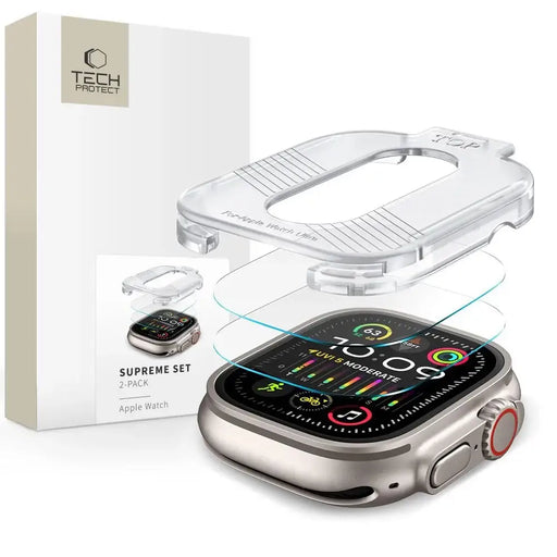 Tech-Protect Supreme Tempered Glass SET 2-PACK for Apple Watch Ultra 1/2 (49MM) - Clear - Cell phone tempered