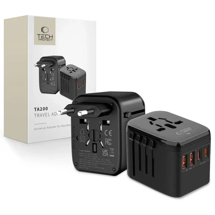 Tech-Protect TA200 EU / UK / US / AU adapter - black - USB adapters<<<HurtelXML