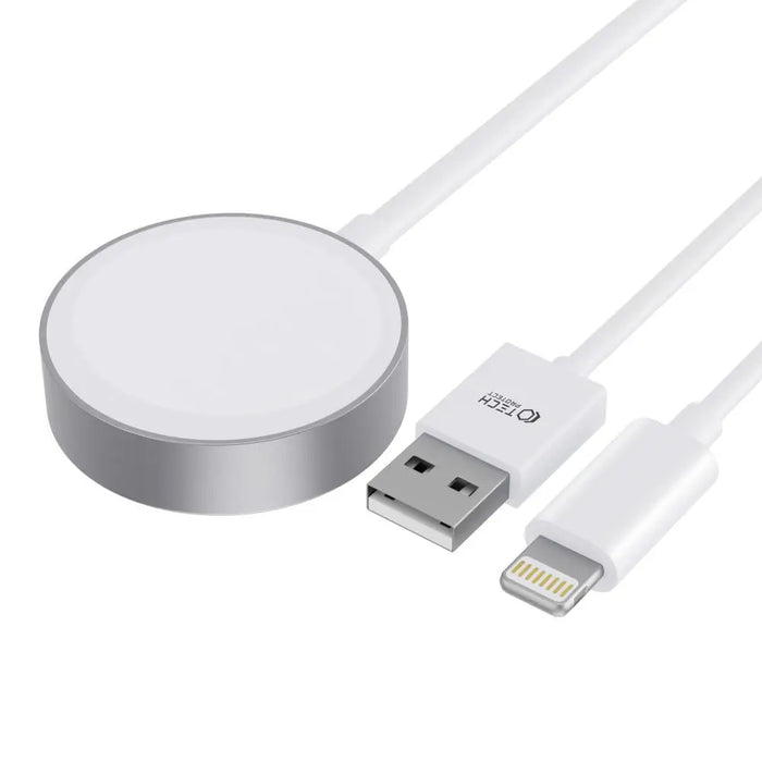 Tech-Protect UltraBoost 2in1 Magnetic Charger with USB-C / Lightning Cables for Apple Watch 1.5m - White - Cell phone