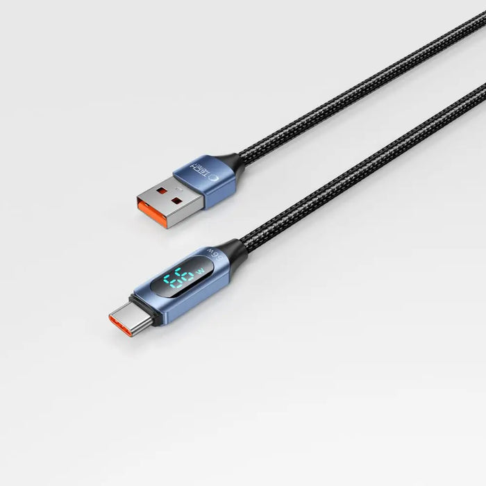 Tech-Protect UltraBoost Cable with LED Display USB-C / USB-A 66W 6A 1m - Blue - Cell phone cables<<<HurtelXML