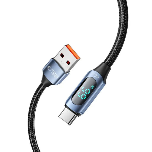 Tech-Protect UltraBoost Cable with LED Display USB-C / USB-A 66W 6A 1m - Blue - Cell phone cables<<<HurtelXML