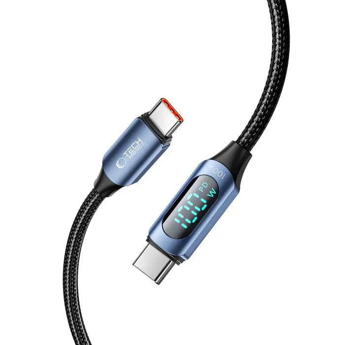 Tech-Protect UltraBoost Cable with LED Display USB-C / USB-C PD 100W 5A 1m - Blue - Cell phone cables<<<HurtelXML