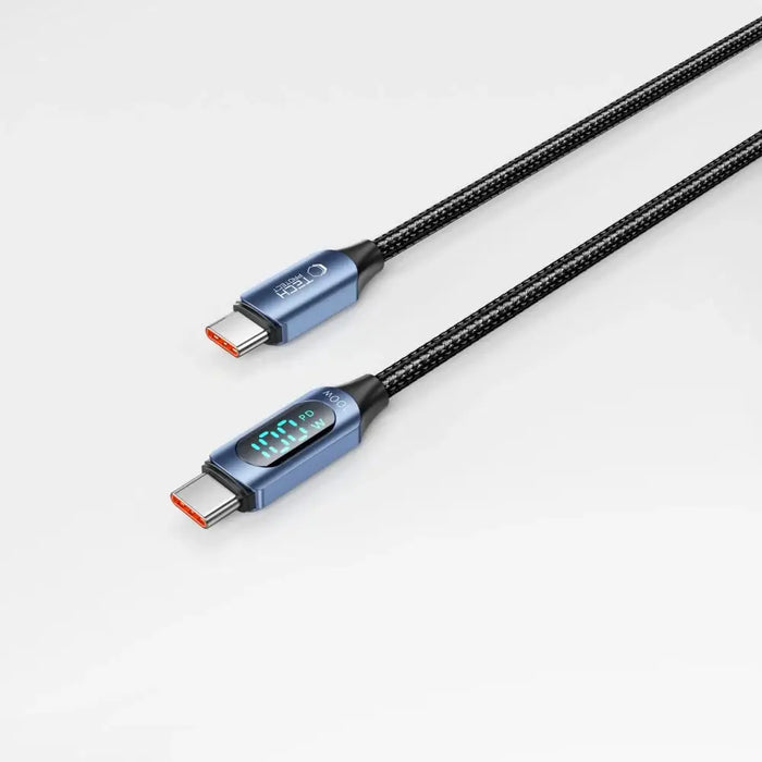 Tech-Protect UltraBoost Cable with LED Display USB-C / USB-C PD 100W 5A 2m - Blue - Cell phone cables<<<HurtelXML