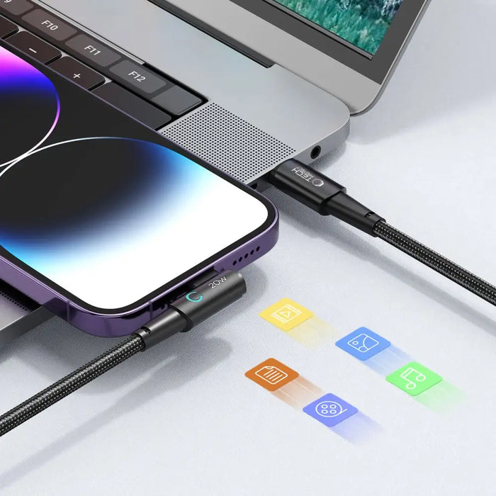 Tech-Protect UltraBoost L Cable Lightning (angled) / USB-C (straight) PD 20W 3A 1m - gray - Cell phone