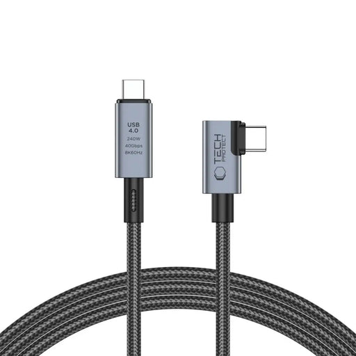 Tech-Protect UltraBoost Max L USB-C 4.0 (straight) / USB-C 4.0 (angled) PD 240W 8K 40Gbps 1.5m Cable - Gray - Cell