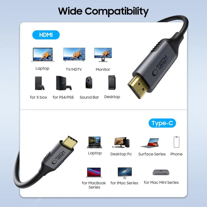 Tech-Protect UltraBoost USB-C / HDMI cable 60Hz 180cm - black - Cables and tapes<<<HurtelXML
