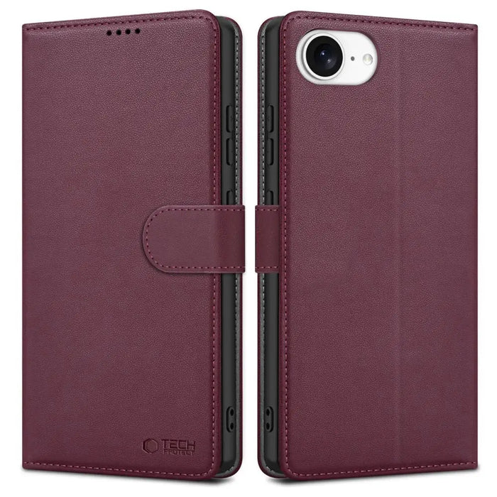Tech-Protect Wallet Case for iPhone 16e - Burgundy - Cell phone cases and covers<<<HurtelXML
