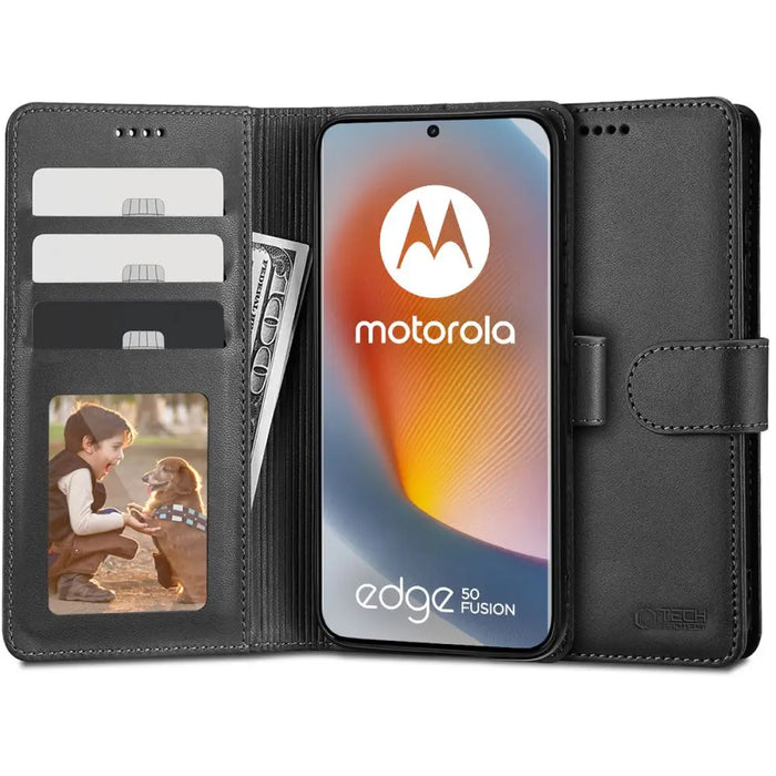Tech-Protect Wallet Case for Motorola Edge 50 Fusion 5G - Black - Cell phone cases and covers<<<HurtelXML