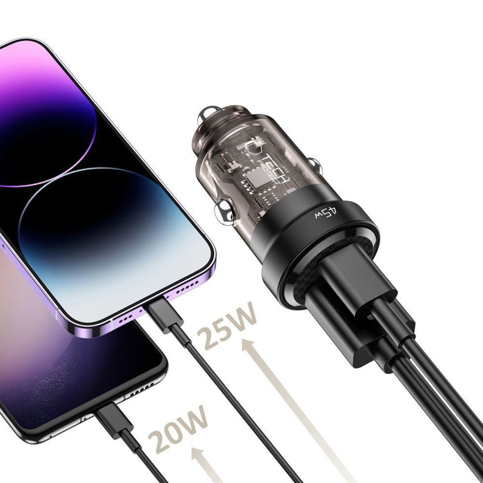 Tech-Protect CC45W Car Charger USB-C PD 45W / USB-A QC 3.0 - Black