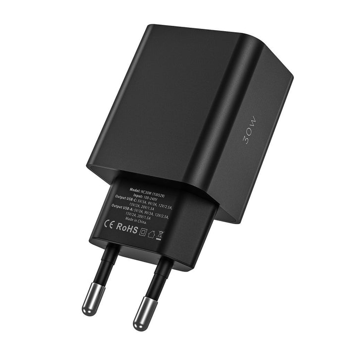 Tech-Protect NC30W Charger USB-C PD 30W / USB-A QC 3.0 - Black