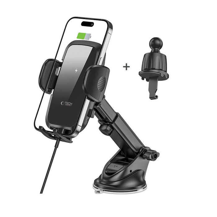 Tech-Protect CM15W-V1 Car Phone Holder with 15W Inductive Charger for Cockpit/Air Vent - Black