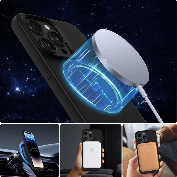Tech-Protect Silicone MagSafe iPhone 15 Case - Matte Black